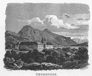 Steel Engraving Prints: Castle Tegernsee, drawing by W