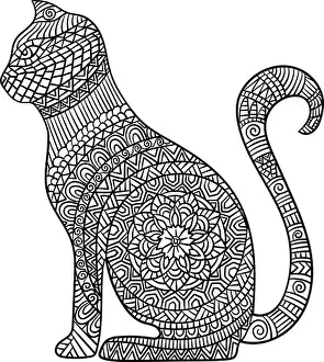 Feline Prints: Cat Mandala Coloring Pages for Adults