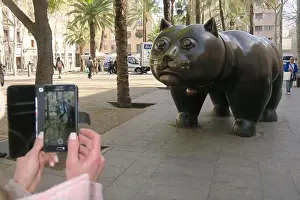Bronze Sculpture Prints: cat sculpture Barcelona Rambla