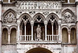 Ferrara Prints: The cathedral facade in Ferrara, built in Romanesque style