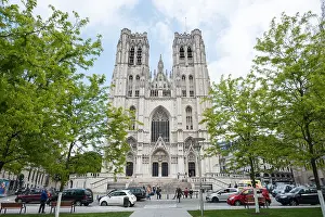 Gothic Style Prints: Cathedral Of St Michael And St Gudula Brussels Belgium // BRUSSELS
