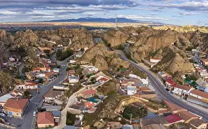 Aerial Shot Prints: cave houses in the town of Purullena