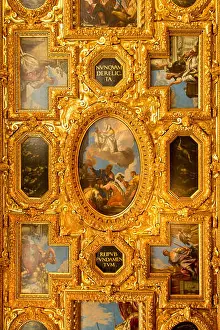 Venezia Prints: Ceiling fresco in Doge's Palace, Palazzo Ducale, Venice, Italy, Europe