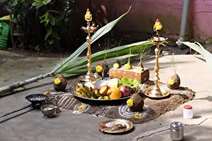 Pongal Prints: celebrating Traditional Thai Pongal festival to sun god with pot