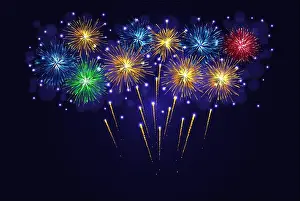 Glory Prints: Celebration multicolored sparkling vector fireworks