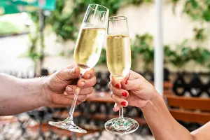Wineglass Prints: Celebration. People holding glasses of champagne making a toast