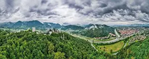 Styria Prints: Celje Old Castle in Slovenia Medieval Fortification in Julian Alps Mountains Styria Region