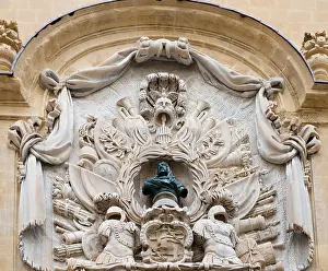 Enactment Prints: Centerpiece With Trophy Of Arms And Bust Of Grand Master Gregorio Carafa From The Facade Of The Auberge D'Italie In