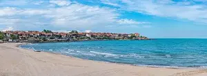 Deckchair Prints: Central beach of the bulgarian town Sozopol