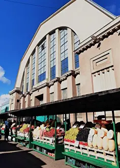 Riga Prints: Central Market of Riga, outdoor façade and fruit stalls - clicked with Samsung a40