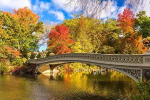 Central Park Prints: Central Park, New York City, USA at the Lake in autumn season