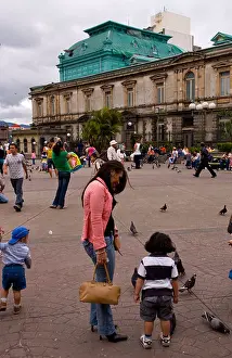 Costa Rica Prints: Central Square near Theatre district in downtown area of San Jose in Costa Rica in Central America