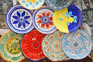 Resorts Prints: Ceramic plates outside souvenir shop