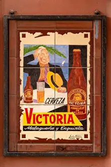 Malaga Prints: Ceramic tile advertising poster for Victoria beer brewed in Malaga