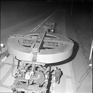 Road Traffic Prints: CERN-Zyklotron Magnetspule erreicht Genf 1955#CERN-Cyclotron solenoid arriving in Geneva 1955- RDB BY DUKAS