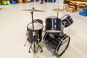 Drums Prints: CESENA, ITALY - JANUARY 20, 2019: lights are enlightening Maxtone drums for sale in Antiques Fair