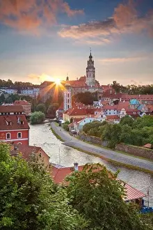 Cesky Krumlov Prints: Cesky Krumlov. Aerial cityscape image of Cesky Krumlov