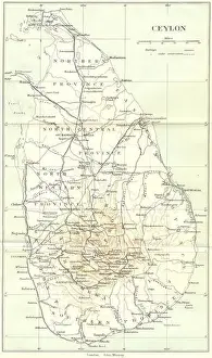 CEYLON: Ceylon (Sri Lanka) map showing railways towns. British India, 1924