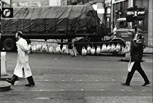 Offbeat Prints: Chamberpots being delivered to an auction in Smithfield, London, in the 1960s