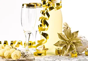 Champagne, glass and New Year's Eve