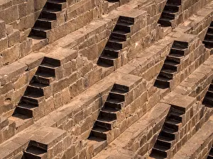 Subcontinent Prints: Chand Baori Stepwell in the village of Abhaneri near Jaipur, Rajasthan, India