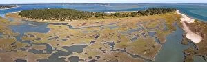 Aerial Landscape Collection: Channels meander through a salt marsh in Pleasant Bay, Cape Cod, Massachusetts