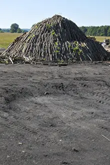 Varos Prints: Charcoal burners working. Lupeni, Farkaslaka, Wolfsdorf, Romania, Europe