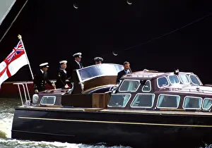 Tower Bridge Prints: Charles-Prince of Wales leaves Royal Yacht aboard a Royal Barge