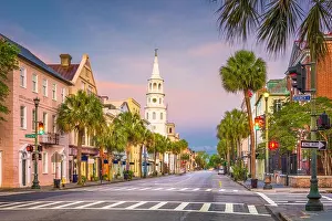Charleston, South Carolina, USA cityscape in the historic French Quarter