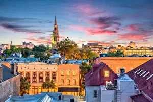 Charleston Prints: Charleston, South Carolina, USA historic French Quarter skyline