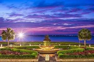 Charleston, South Carolina, USA at the Waterfront Park Pineapple Fountain