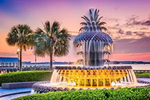 Charleston, South Carolina, USA at the Waterfront Park Pineapple Fountain