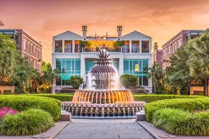Charleston, South Carolina, USA at the Waterfront Park Pineapple Fountain