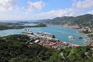 Leeward Islands Prints: Charlotte Amalie Cruise Port on St Thomas