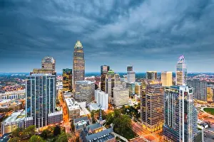 Charlotte, North Carolina, USA uptown skyline at twilight