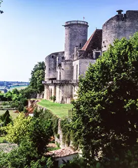 Travel Images Prints: Chateau Duras in the Dept.Lot and Garonne stands above the medieval village of Duras