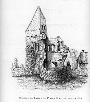 Eugene Prints: Château de Thiers, pignon est détruit en 1870