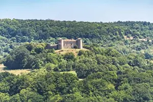 Drone Photo Prints: A Chateaux stands out against the Forest in The Drome Department Of South Eastern France