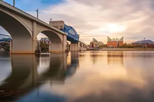 Chattanooga, Tennessee, USA downtown skyline on the Tennessee River at dusk