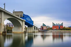 Chattanooga, Tennessee, USA downtown skyline on the Tennessee River at dusk