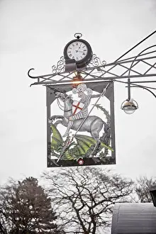 Times Prints: Cheadle Village George and Dragon pub sign in Stockport