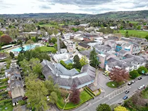 Gloucestershire Prints: Cheltenham hospital Gloucestershire UK drone aerial view