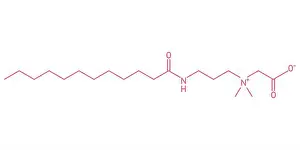 Atoms Prints: Chemical structure of Cocamidopropyl Betaine (C19H38N2O3)