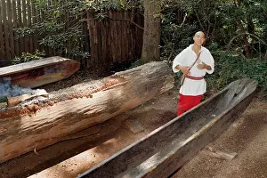 Native Americans Prints: Cherokee, North Carolina - A tour guide at Oconaluftee Village