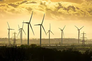 Windfarm Prints: Cheshire windfarm windmills. Frodsham marshes