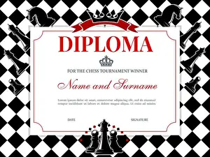 Diploma Prints: Chess tournament winner diploma template