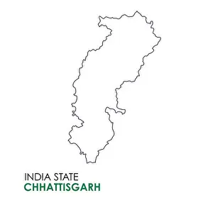 Chhattisgarh map of Indian state. Chhattisgarh map illustration. White Background