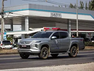 Siren Prints: Chiangmai, Thailand - January 17 2020: Mitsubishi Triton Pickup Truck of Royal Thai Police
