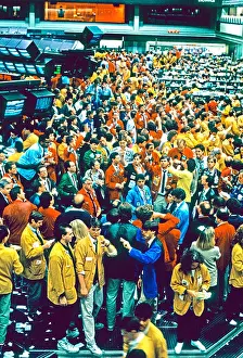 Interact Prints: Chicago IL USA 'Chicago Options Exchange' Stockbrokers Working on Trading on Floor 'CME Group'