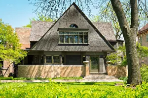 Educator Prints: Chicago Illinois Oak Park 951 Chicago Avenue Frank Lloyd Wright Architect 1867 to 1959 family home house residence